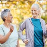 Two women over 60 walking together