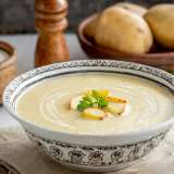 Creamy Potato Soup in a Decorative Bowl 