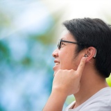 Man with a hearing aid