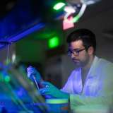 Researcher working in a UCLA immunology lab.